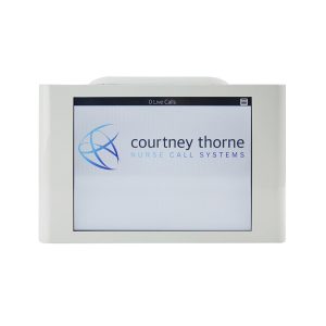 The Courtney Thorne Touchscreen Panel showing the standby page with logo